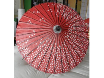 Japansk Parasol, rød m. hvide blomster 33-710